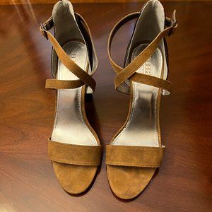 A.N.A Adler A New Approach Open Toe, adjustable buckle strap, Suede/Snake, SZ 11